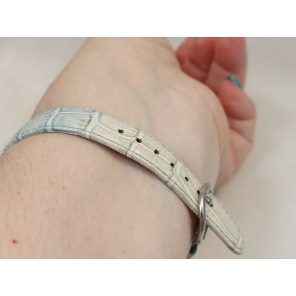 ANNE KLEIN II PEARL DIAL CRYSTAL BEZEL QUARTZ WATCH 10/3633 Blue Leather Band - Picture 4 of 8